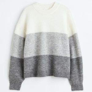 H&M Striped Light Gray Knit Sweater